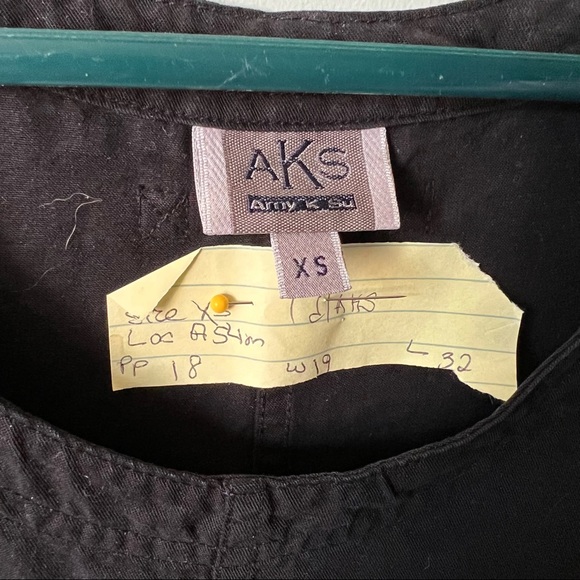 Aks Amy K Su black Tencel side button Jumper midi apron dress XS S pockets - Picture 7 of 7